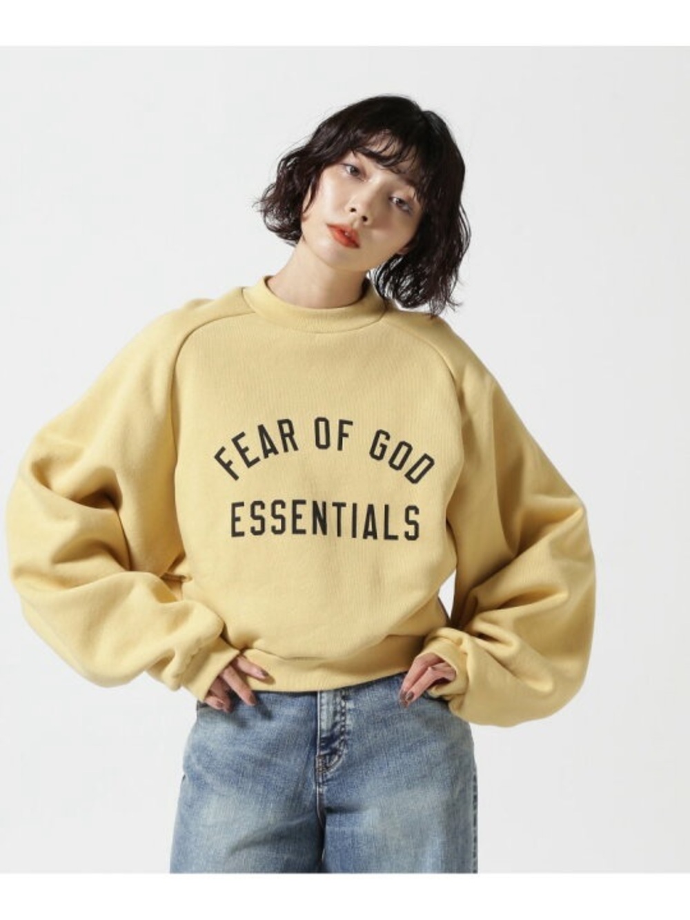 Essentials Fear of God Yellow Pullover Sweatshirt Women's M Logo Crew Neck